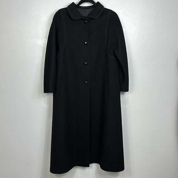 Althof International Vintage Wool Classic Single Breasted Coat In Black Size M - Picture 1 of 8